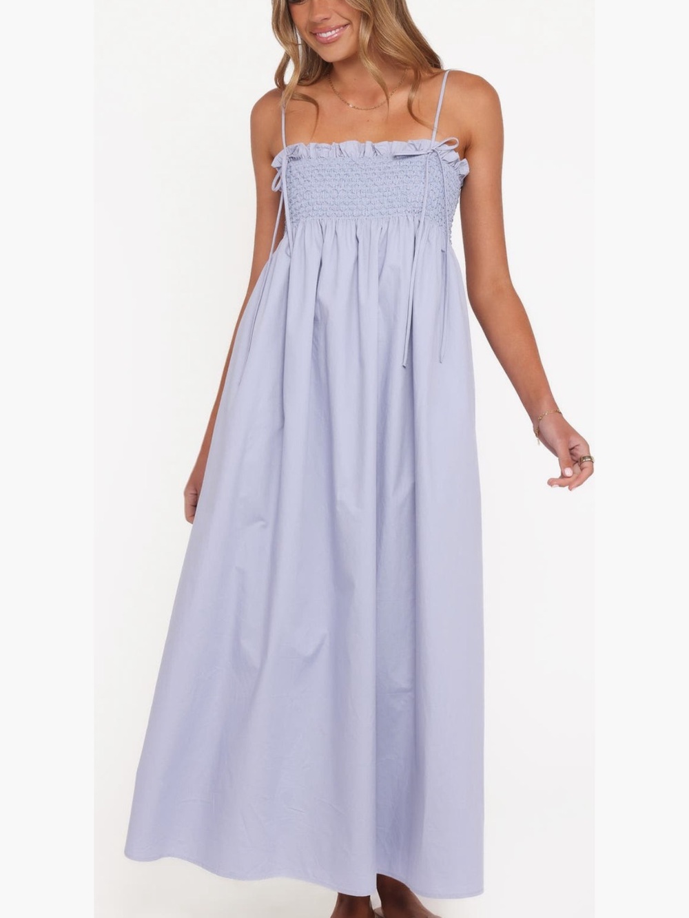Petal & Pup Lavender Smocked Strap Maxi Dress